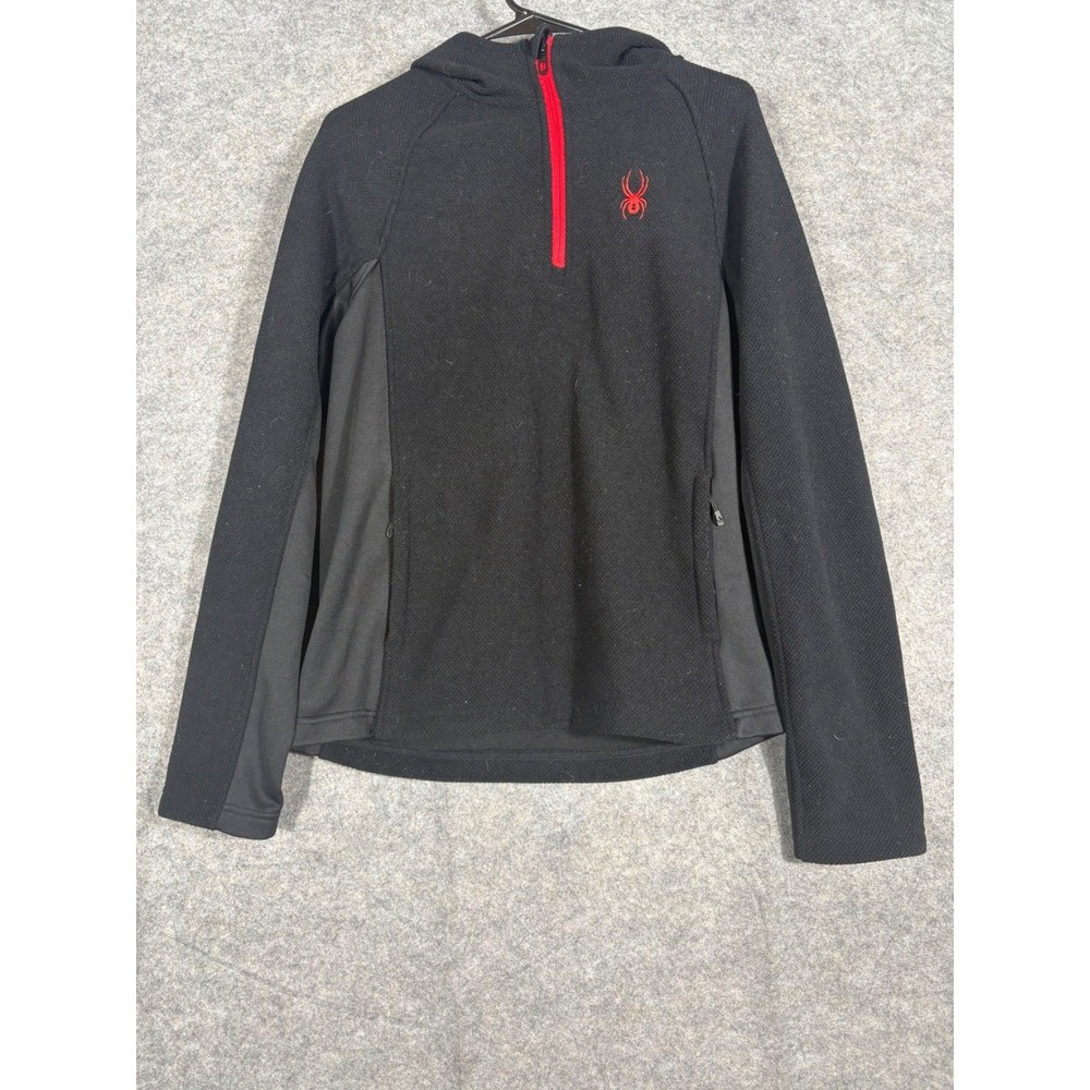 Spyder Men's Black Fleece Lined Pullover Hoodie Sweatshirt Size M